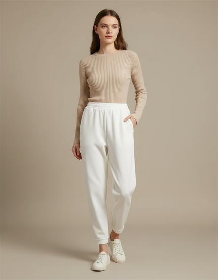 Pantalon Blanc Ample Décontracté Chaud Harem - Molleton