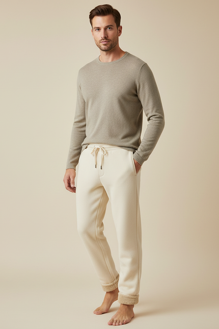 Pantalon Jogging Blanc - Beige Molleton