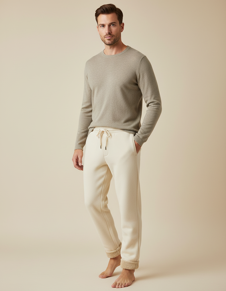 Pantalon Jogging Blanc - Beige Molleton
