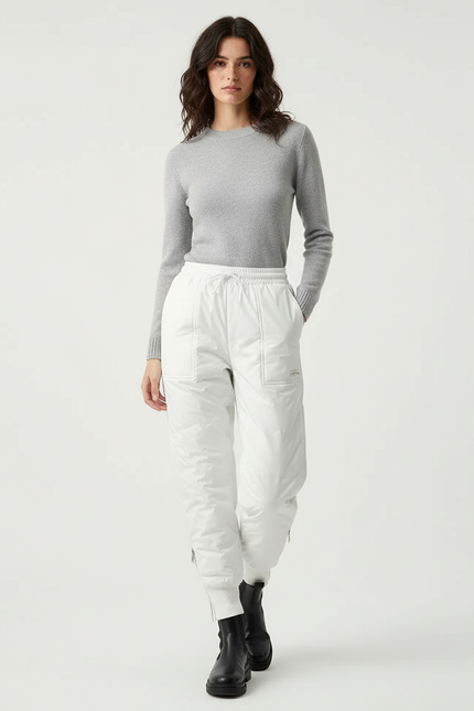 Pantalon Blanc Matelassé Hiver Chaud Décontracté Épais Neige - Polyester