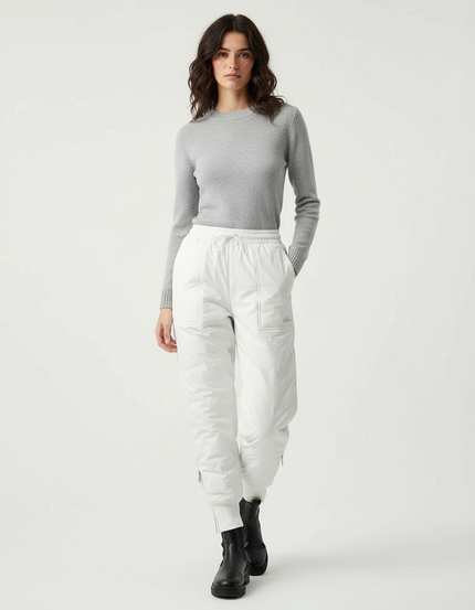 Pantalon Blanc Matelassé Hiver Chaud Décontracté Épais Neige - Polyester