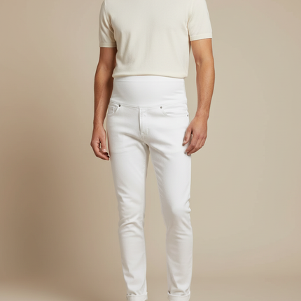 Pantalon Blanc Homme Skinny Taille Haute Confortable - Jean