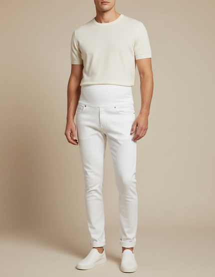 Pantalon Blanc Homme Skinny Taille Haute Confortable - Jean