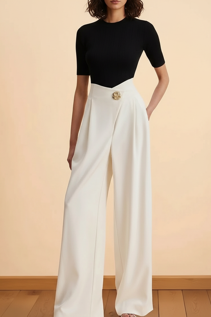 Pantalon Blanc Tailleur Femme - Polyester