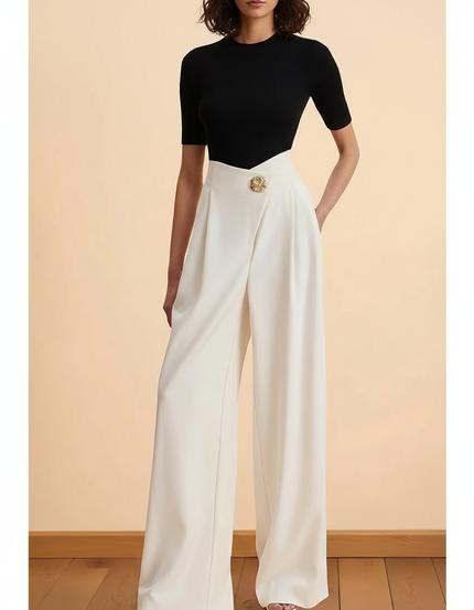 Pantalon Blanc Tailleur Femme - Polyester