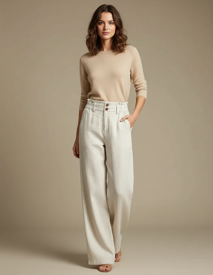Blanc Cassé Pantalon - Beige Lin
