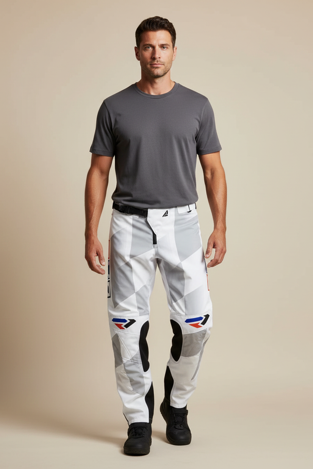 Pantalon Blanc A Carreaux - Imprimé Polyester
