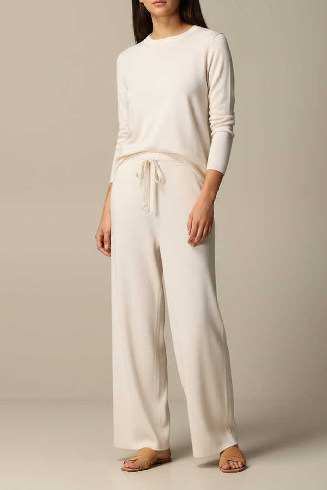Pantalon Maille Blanc - Beige