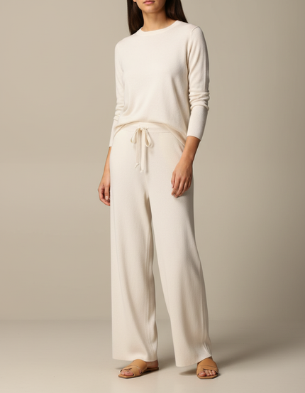Pantalon Maille Blanc - Beige
