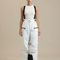 Pantalon Blanc Ski Imperméable Bretelles Unisexe Hiver - Polyester