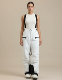 Pantalon Blanc Ski Imperméable Bretelles Unisexe Hiver - Polyester