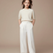 Pantalon Blanc Ample Plissé Droit Élégant Enfant - Gabardine