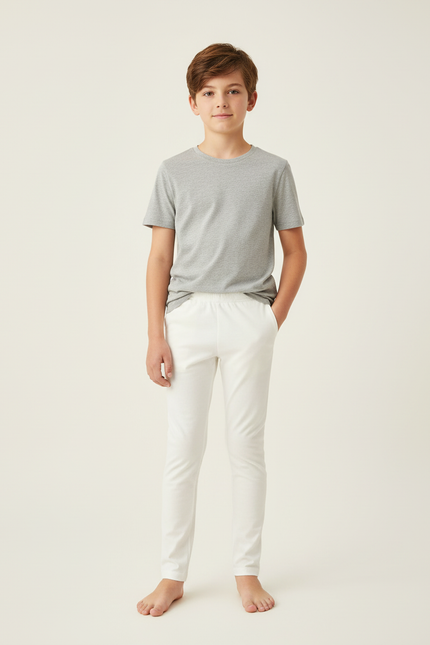 Pantalon Blanc Enfant Coton Casual Slim