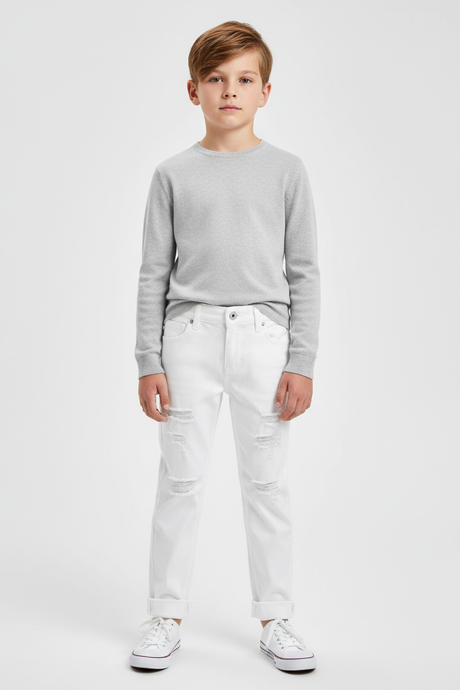 Pantalon Blanc Déchiré Denim Enfant Garçon - Jean