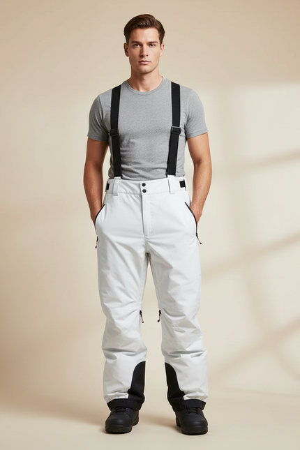 Pantalon Blanc Ski Imperméable Coupe-Vent Neige Homme - Polyester