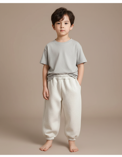 Pantalon Blanc Ample Molleton Doux Enfant Garçon - Gris