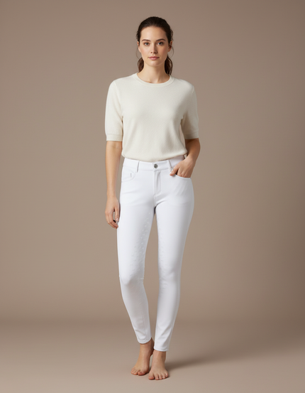 Pantalon Blanc Slim Équestre Stretch Femme - Coton