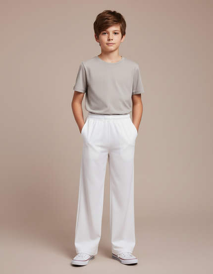 Pantalon Blanc Ample Fluide Garçon Décontracté - Polyester
