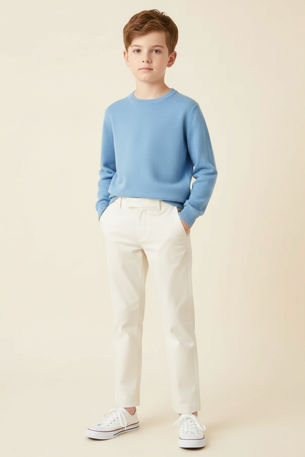 Pantalon Blanc Droit Décontracté Coton Garçon