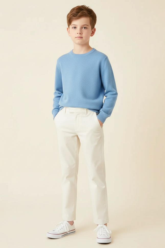 Pantalon Blanc Droit Décontracté Coton Garçon