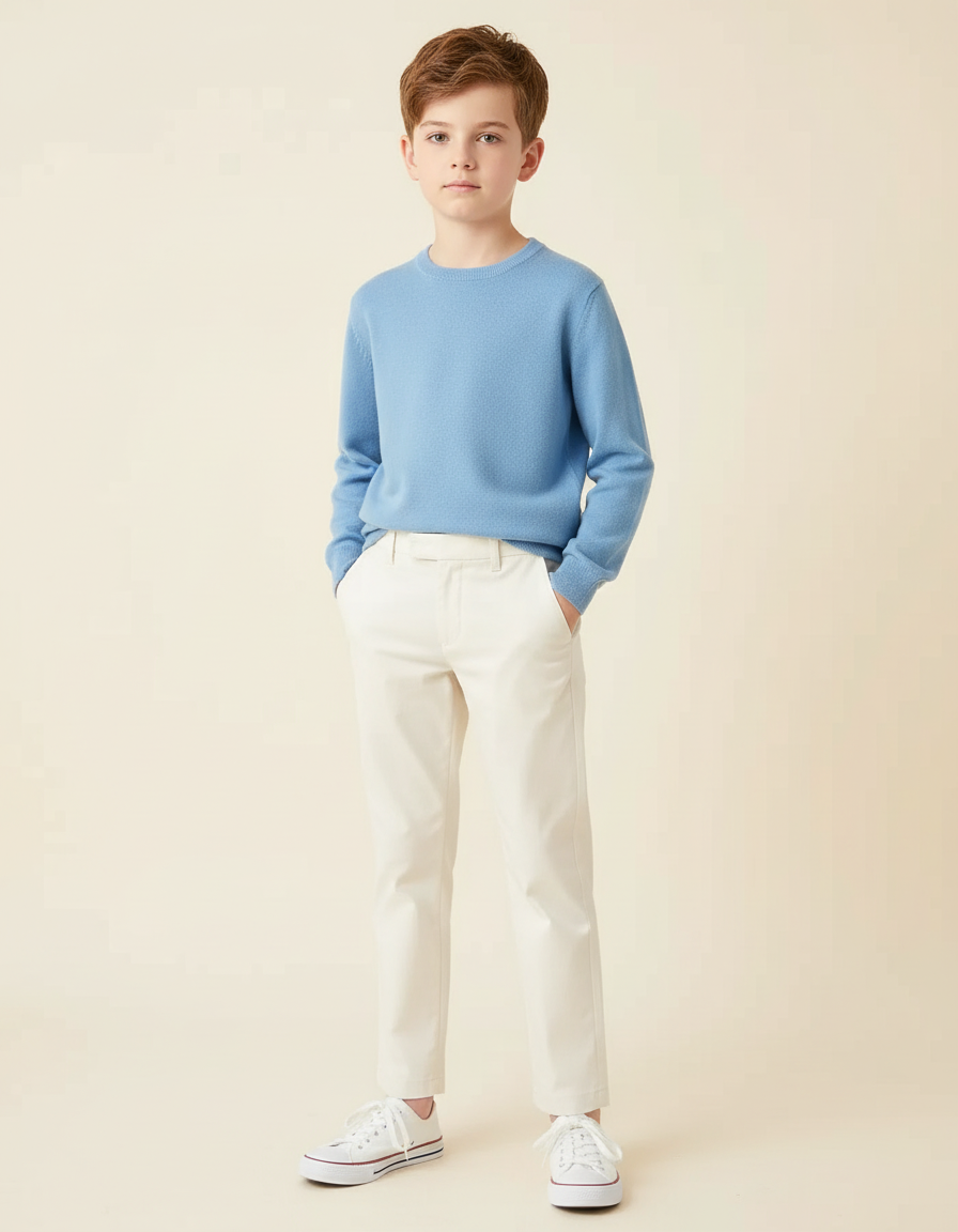 Pantalon Blanc Droit Décontracté Coton Garçon
