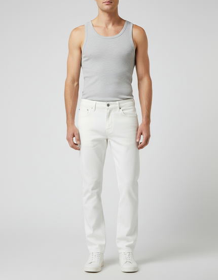 Pantalon Blanc Coton Droit Homme Classique Décontracté - Jean