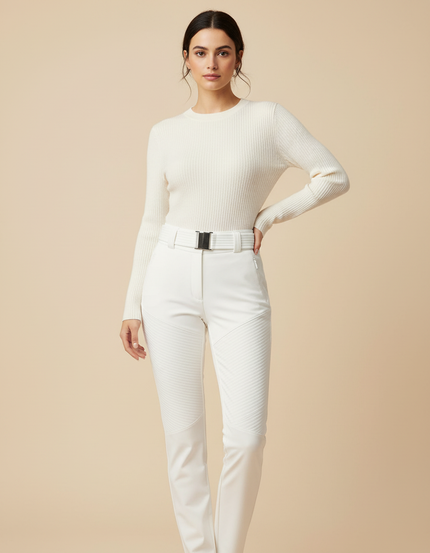 Pantalon Blanc Matelassé Ski Slim Élégant - Simili cuir