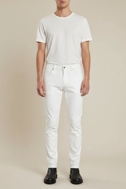 Pantalon Blanc Homme Slim Coton Stretch - Jean