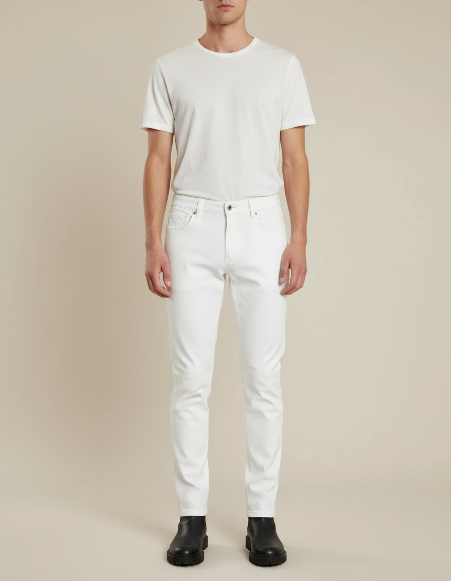 Pantalon Blanc Homme Slim Coton Stretch - Jean