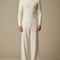 Pantalon Blanc Côtelé Droit Ample Confortable Homme - Cordé