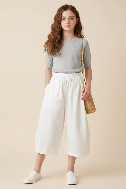 Pantalon Jupe Culotte Blanc - Coton