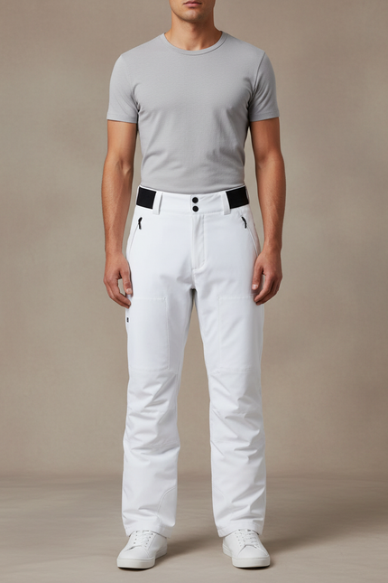 Pantalon Blanc Ski Imperméable Coupe-vent Homme - Polyester
