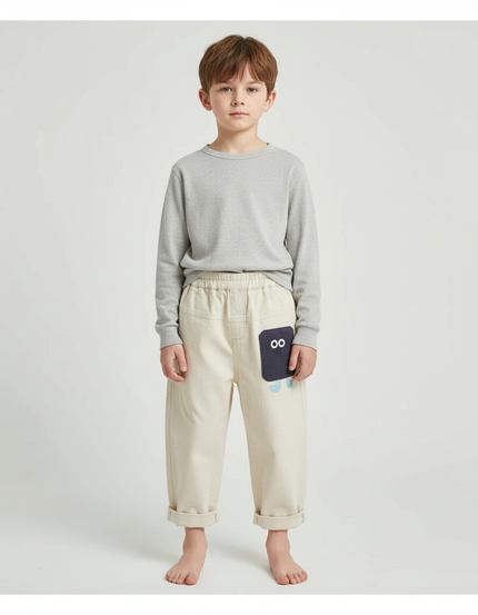 Pantalon Blanc Coton Ample Décontracté Garçon Printemps - Beige