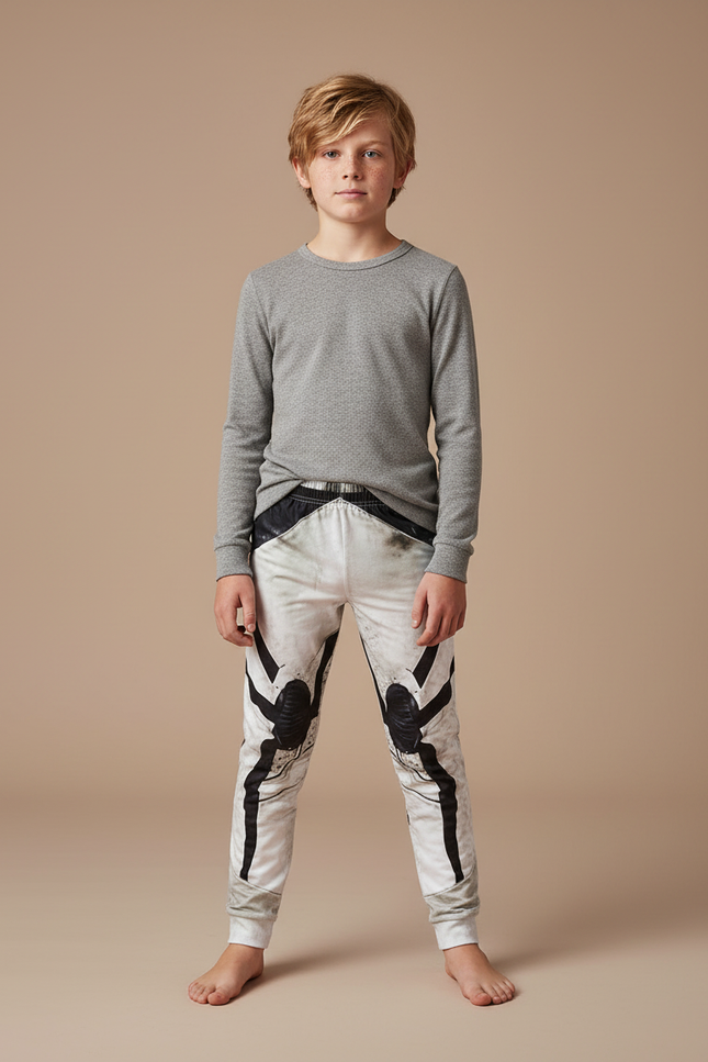 Pantalon Blanc Imprimé Araignée Garçon Confortable - Molleton