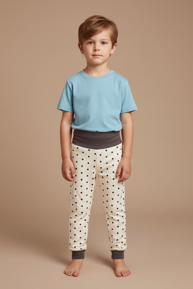 Pantalon Blanc Polka Dot Molletonné Confortable Enfant