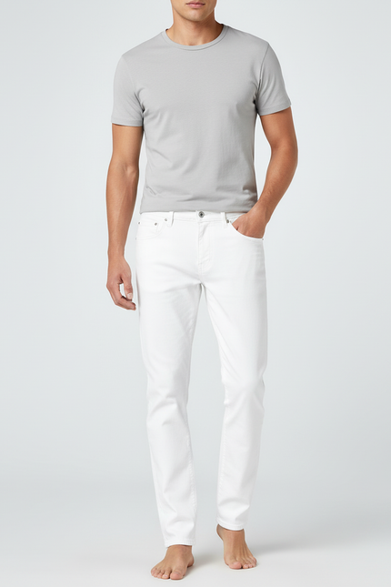 Pantalon Blanc Coton Slim Stretch Homme Décontracté