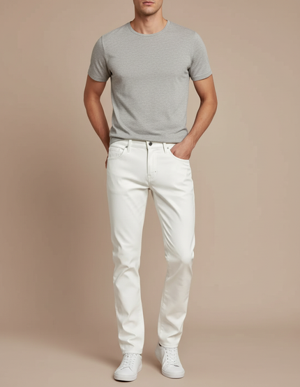 Pantalon Blanc Homme Slim Fit Décontracté Coton