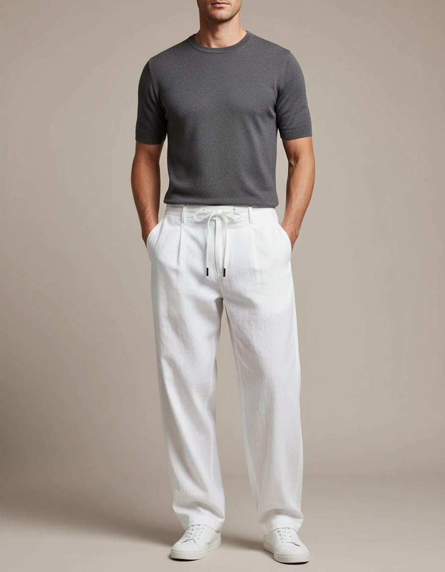 Pantalon Blanc Décontracté - Lin