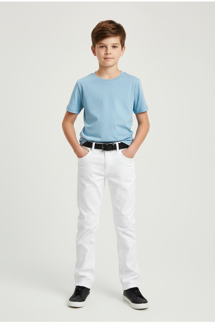 Pantalon Blanc Slim Fit Droit Garçon Élégant - Jean