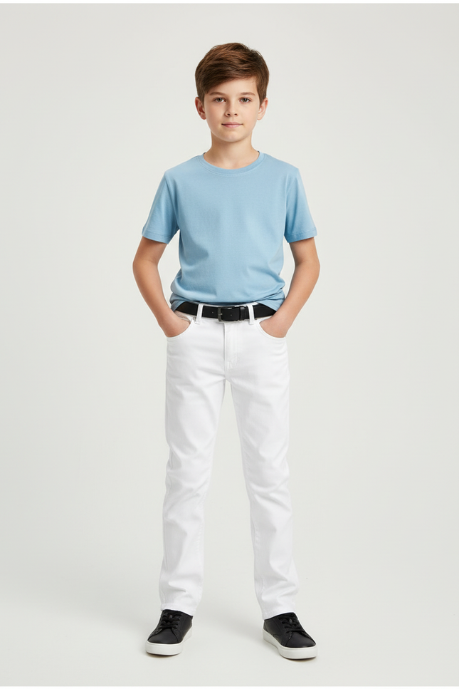 Pantalon Blanc Slim Fit Droit Garçon Élégant - Jean
