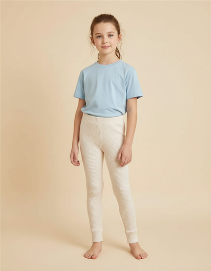 Pantalon Blanc Côtelé Décontracté Enfant Rayé Confortable - Beige Maille