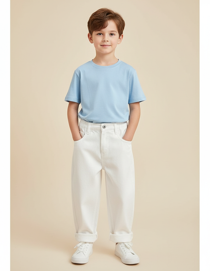 Pantalon Blanc Ample Décontracté Enfant Coton - Jean