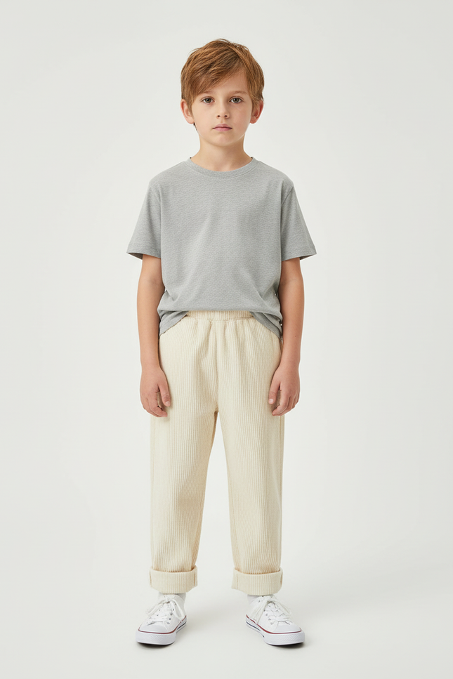Pantalon Blanc A62e - Beige Cordé