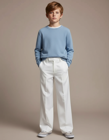 Pantalon Blanc Droit Ample Élégant Enfant - Gabardine