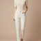 Pantalon Blanc Droit Décontracté Femme Coton