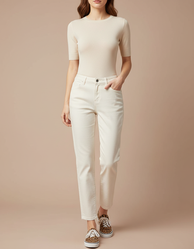 Pantalon Blanc Femme Droit