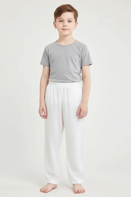 Pantalon Blanc Ample Coton Confortable Enfant - Lin