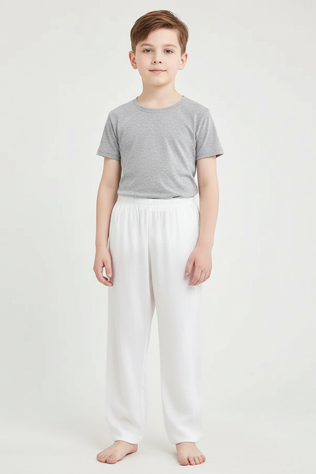 Pantalon Blanc Ample Coton Confortable Enfant - Lin