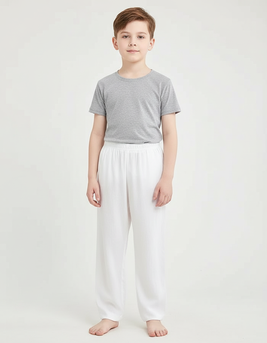 Pantalon Blanc Ample Coton Confortable Enfant - Lin