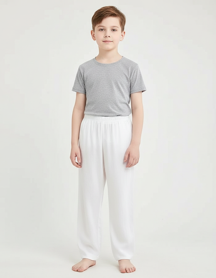 Pantalon Blanc Ample Coton Confortable Enfant - Lin